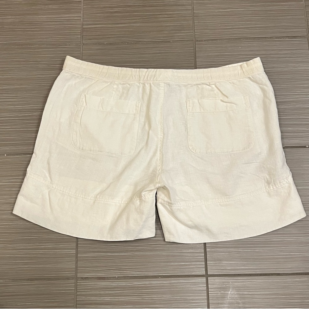 Garnet Hill Women's 100% Linen White Drawstring Pull On Shorts lightweight - Picture 10 of 13